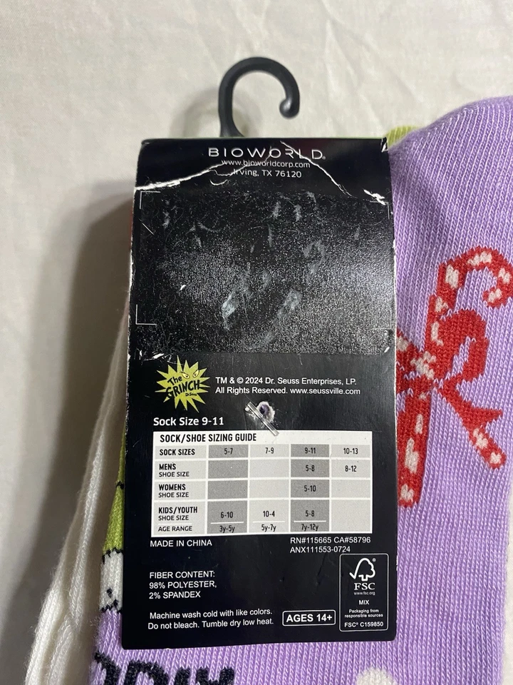 3 pares de calcetines The GRINCH Dr. Seuss de Bioworld. Mujer Talla 9-11. TOTALMENTE NUEVO Foto 3 de 3