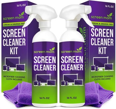 Multi-Device Screen Cleaner Kit: 2x16oz Spray & Scratch-Free Microfiber Cloth
