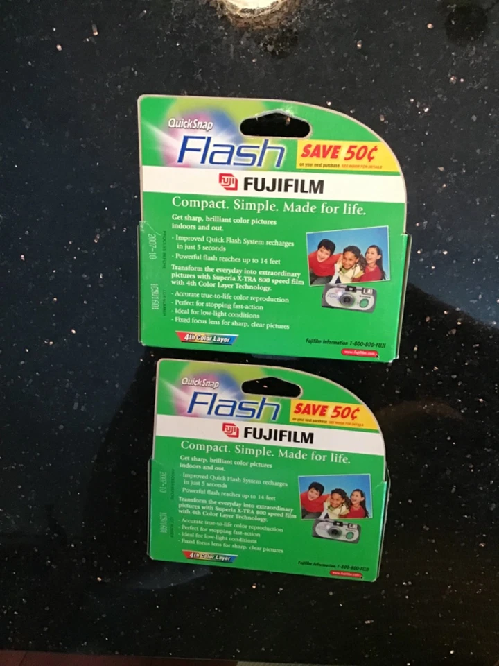 2 FUJI QUICKSNAP FLASH 800 speed Disposable CAMERAS 27 exp. EXPIRED NOS 35mm - Image 2 of 4
