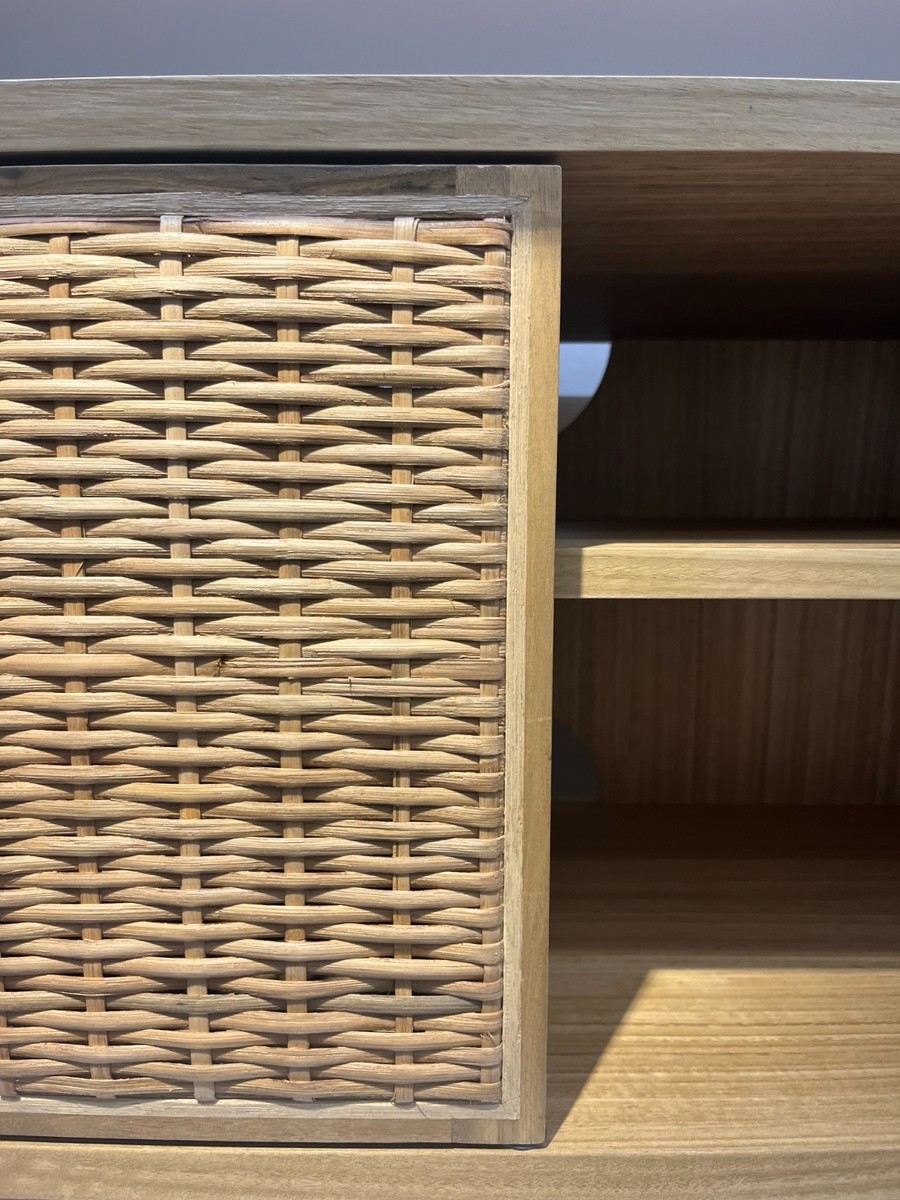 New IKEA FRYKSAS Rattan TV Bench 157x41x49 cm (61 ¾x16 ⅛x19 ⅛