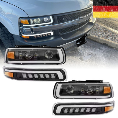 LED Scheinwerfer + Stoßstangenleuchten für 1999-02 Chevy Silverado 2000-06 Tahoe