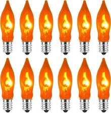Flickering Flame Light Bulbs, 12 Pack C7 Orange Flickering Light Bulbs, E12 Cand