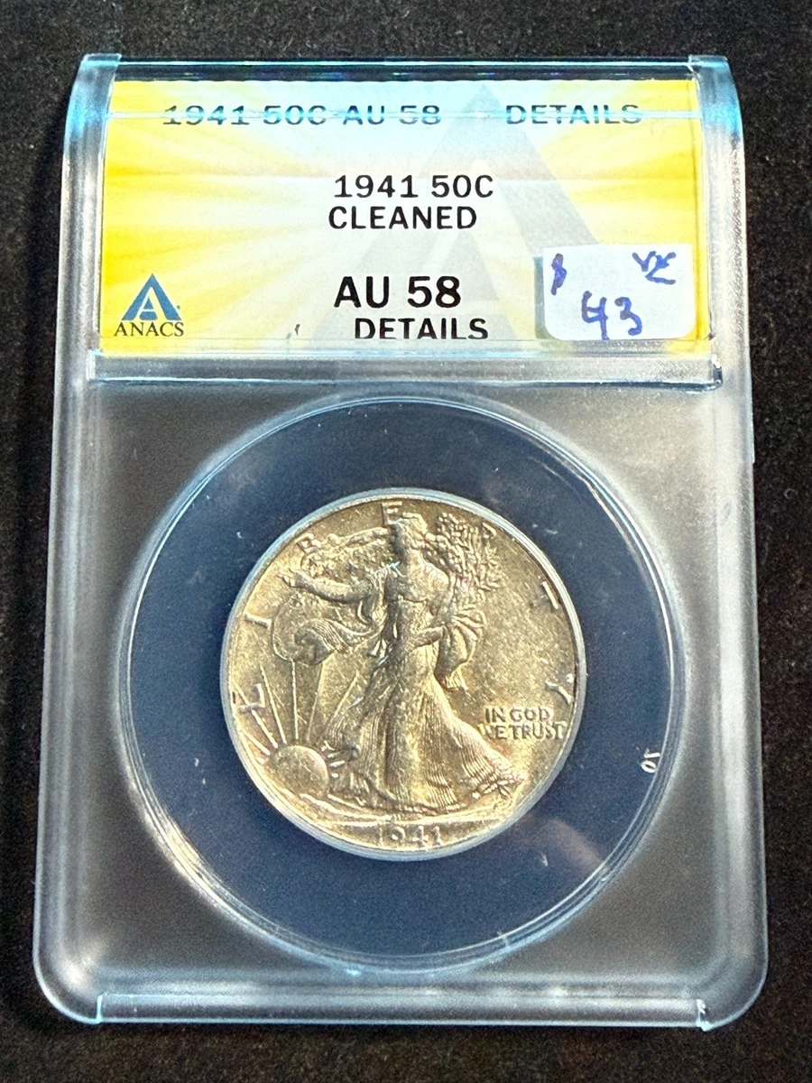 AU 58 Graded 1941 Year Liberty Walking Half Dollars (1916-1947