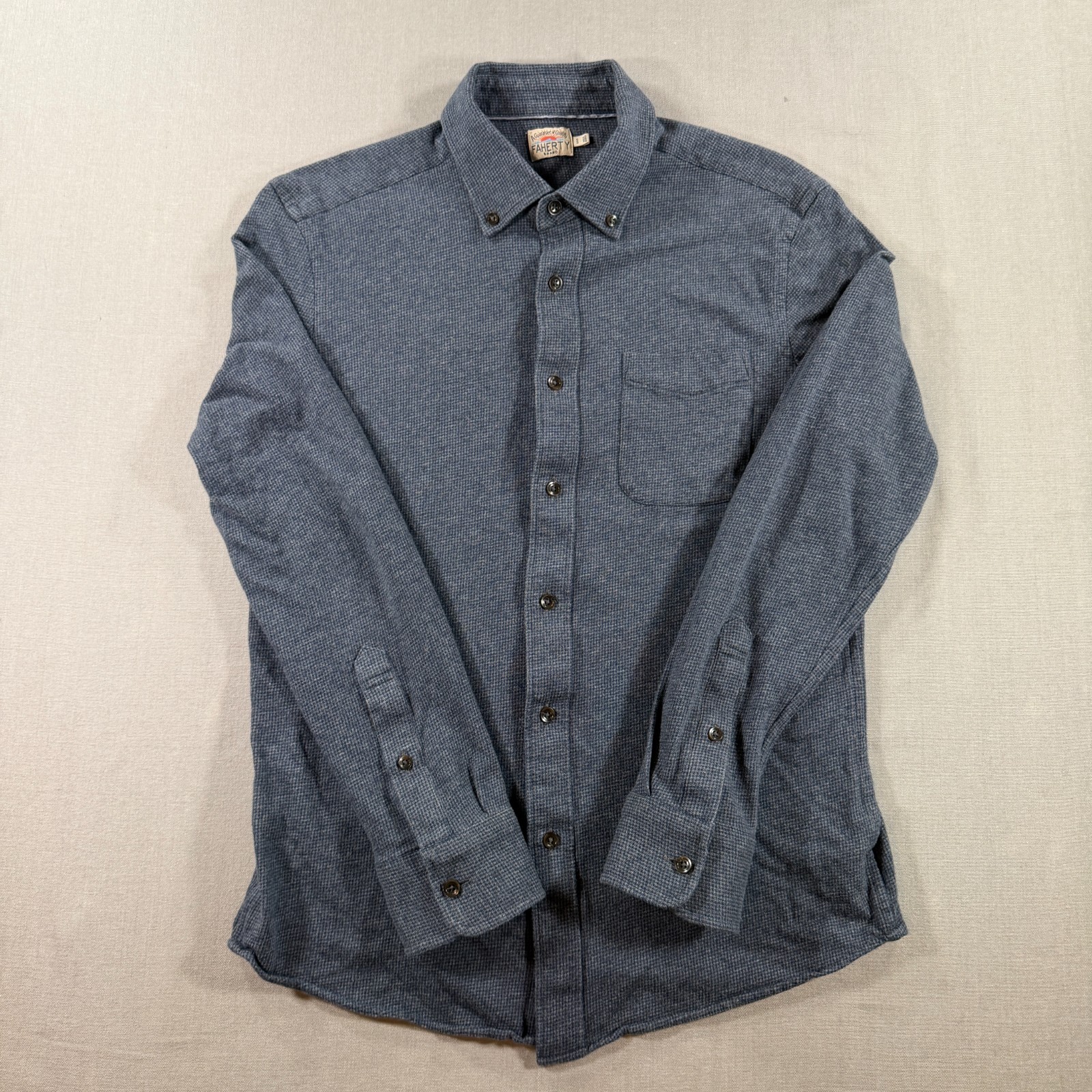 Faherty Houndstooth Flannel Button Down Shirt Men… - image 1