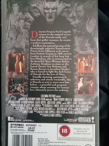 Bram Stokers Dracula 1992 VHS Video Tape - Picture 2 of 5