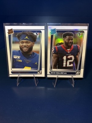 Nico Collins 2x Rated Rookie Variation Silver Holo & Portrait, Texans & Michigan