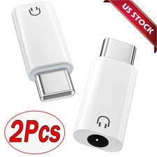 2Pcs USB-C Type C Adapter Port to 3.5MM Aux Audio Jack Earphone Headphone Car