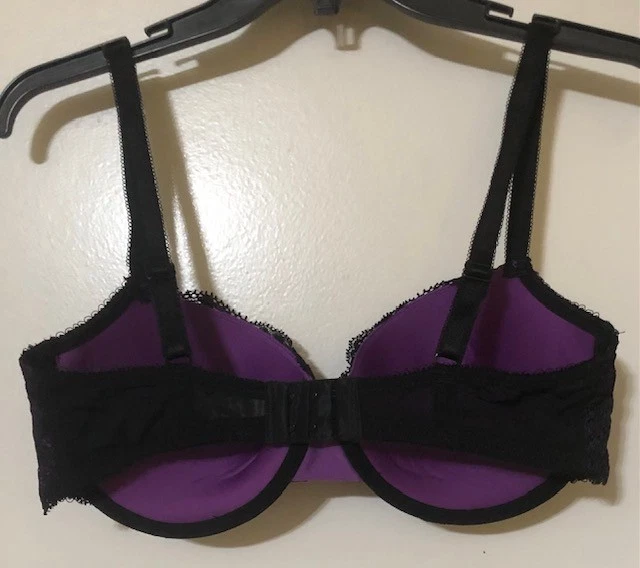 Sujetador de copa completa de encaje bordado negro/púrpura Pour Moi Imogen Rose 34DD UK Reino Unido ~ Usado en excelente estado~ Foto 3 de 4