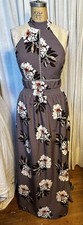 Womens Grey Floral Print Sleeveless Maxi Dress Sz S Pre-owned 