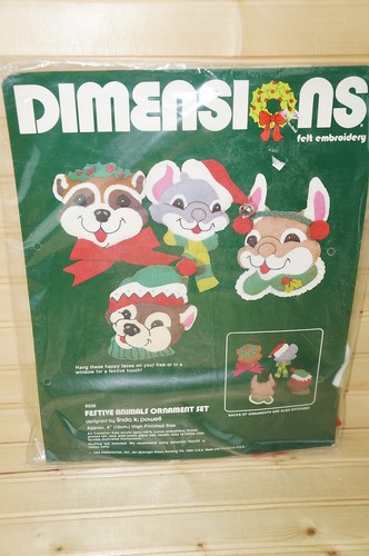 Dimensions Festive Animals Ornament Set #9506 Vintage 1983 Factory Sealed - Picture 3 of 5