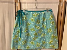 LILLY PULITZER Sz 6 Blue Green Fish Turtles Reversible Wrap Skirt