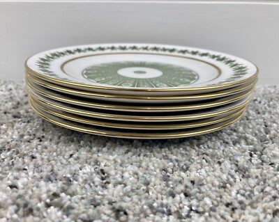 1960s Spode Provence Y7843 Bread Plates - Lot of 6 - 6.25 inches - Green & Gold