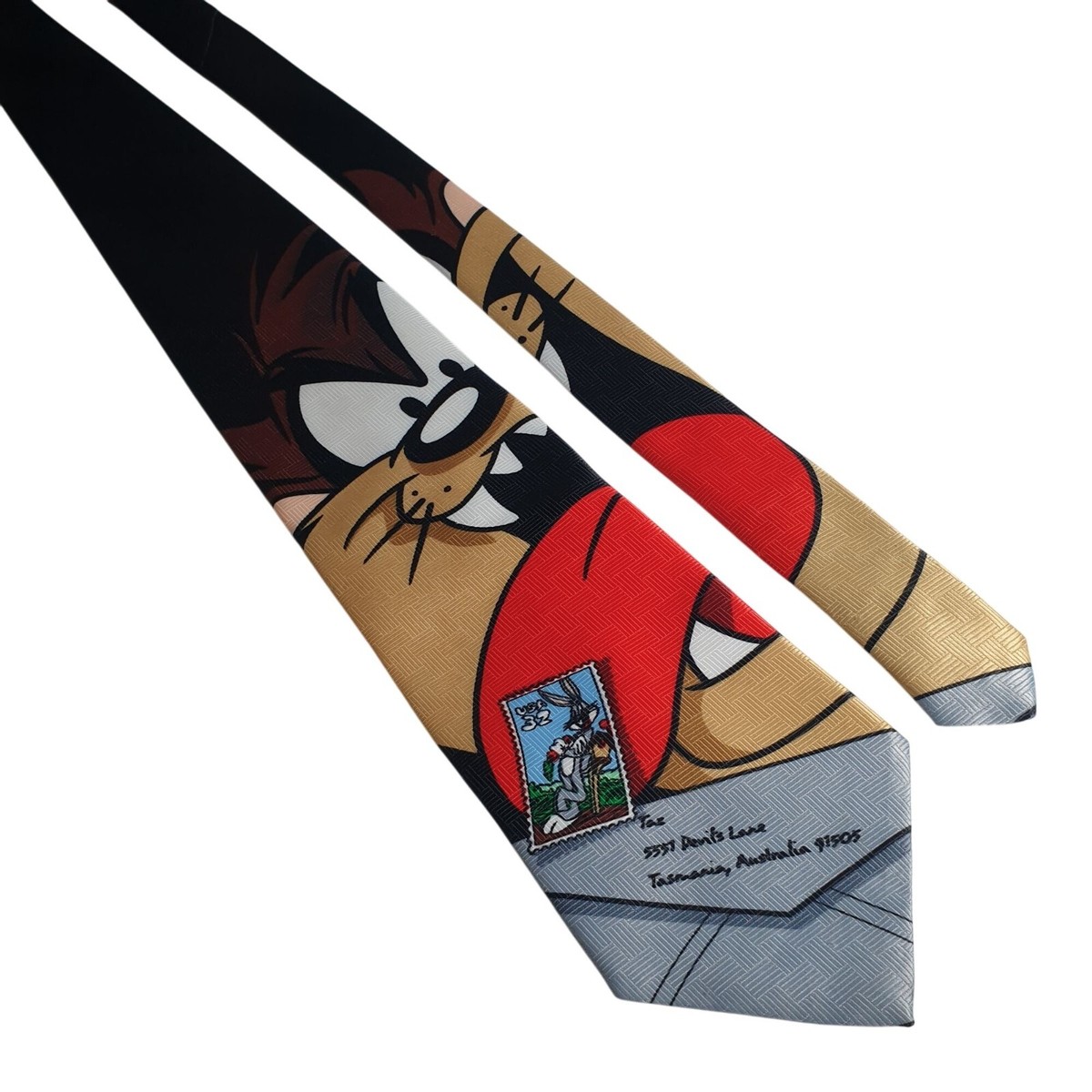 Looney Tunes Tazmanian Devil Post Office Mail Vintage Necktie 1997