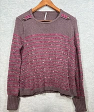 Free People Sweater Womens S Striped Wool Angora Blend Casual
