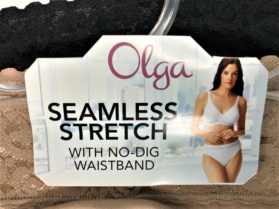 Bragas Olga No Compromise sin costuras elásticas sin excavación cintura encaje corte alto 3 pares Foto 4 de 4