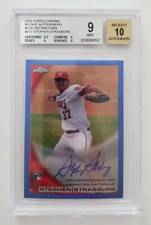 Stephen Strasburg 2010 Topps Chrome Blue Refractor RC Card #212 BGS 9 Auto 10
