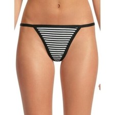 No Boundaries Women's Cotton String Thong Panties Size 3XL Black Stripe