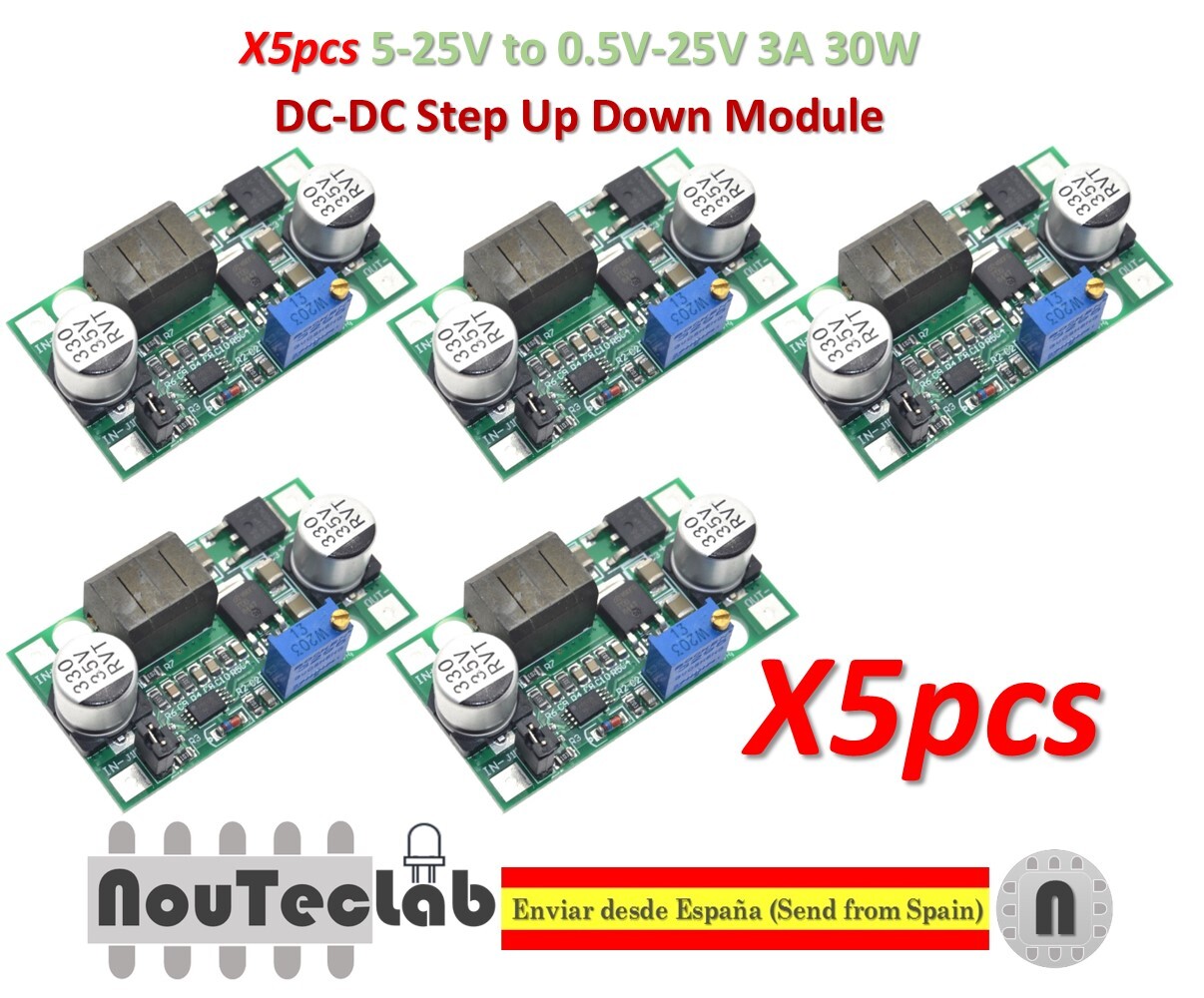 5pcs DC-DC Step Up Down Boost Buck Voltage Converter 5-25V to 0.5V-25V 3A 30W