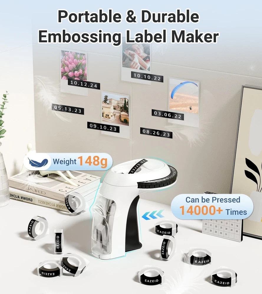 Vintage Manual Embossing Label Maker with 15 Tapes  