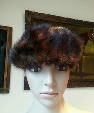 Vtg 50's Dark Chocolate Brown Genuine Mink Animal Fur Pill Box Hat