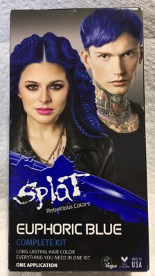 Splat Euphoric Blue Rebellious Colors Semi-Permanent Hair Dye Kit Free Shipping