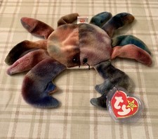 Ty Beanie Babies CLAUDE the Crab Rare Retired ALL CAPS ERROR, PVC Pellets, 1996