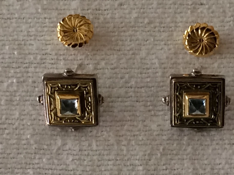 Beautiful Blue Topaz, Konstantino 18K YG and Sterling Silver Earrings - Image 4 of 4