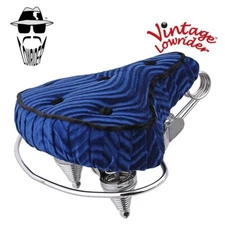 VINTAGE ORIGINAL LOWRIDER BICYCLE CRUISER 5 BUTTON VELOUR SADDLE BLUE.