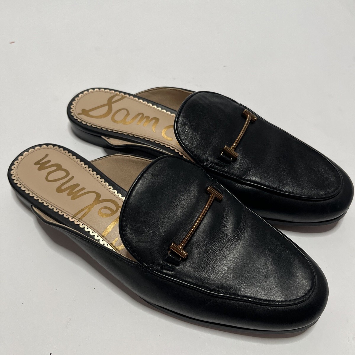 Sam Edelman Laurna Women's Mules Black With Gold Bit At The Vamp
