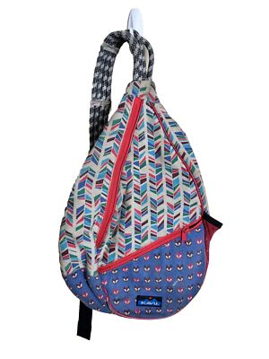Kavu Paxton Fox Trot Sling Bag Pack Navy Red Crossbody Zip Hiking