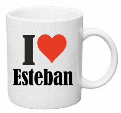 Kaffeetasse I Love Esteban Keramik Höhe 9,5cm in Weiß