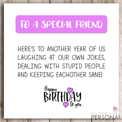 Funny Best Friend Birthday Card Bestie Joke Best Friends Card Humour Sarcastic