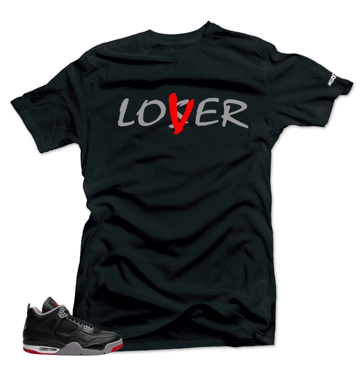 Shirt to Match Jordan Bred Reimagined -Lover Gray-Red-Match Sneaker Black  Tee