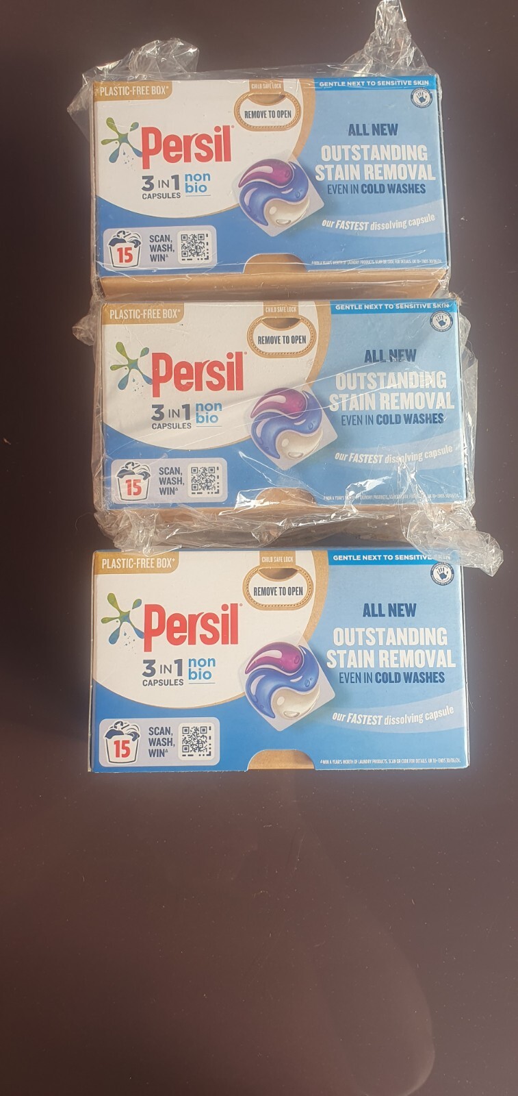 45 Washes Persil 3 in 1 Non Bio Capsules All New Outstanding Stain Removal 