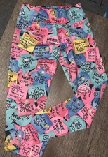 Justice sz 12 shine bright believe in your self rainbow post it leggings guc