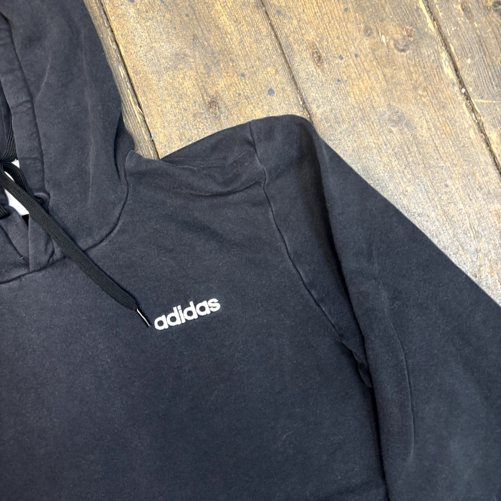 Adidas Hoodie Mens Heavyweight Y2K Embroidered Pull Over Sweatshirt, Black Large image 4