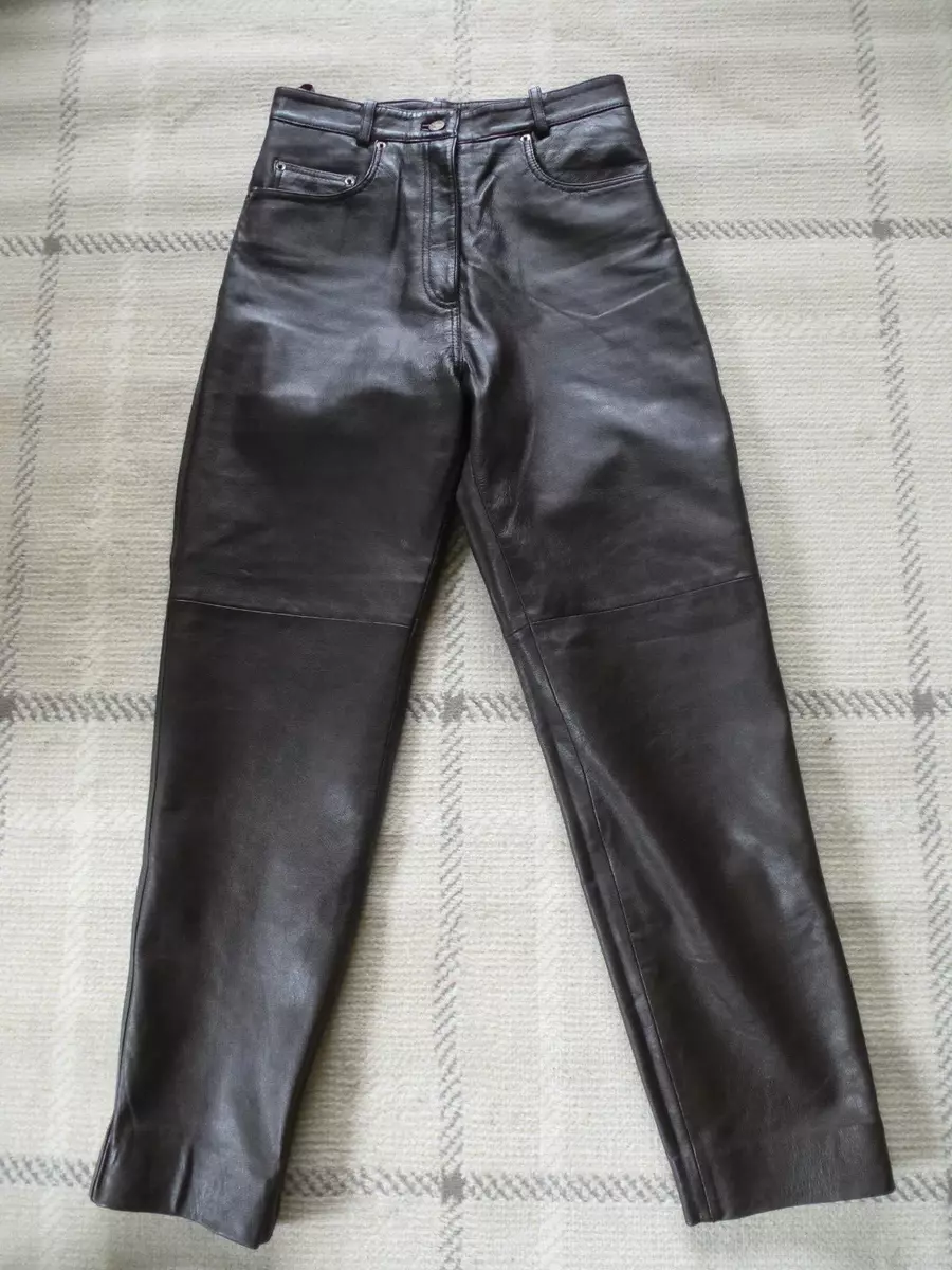 ladies HUDSON LEATHER CO BROWN LEATHER 5 POCKET JEANS SIZE 28