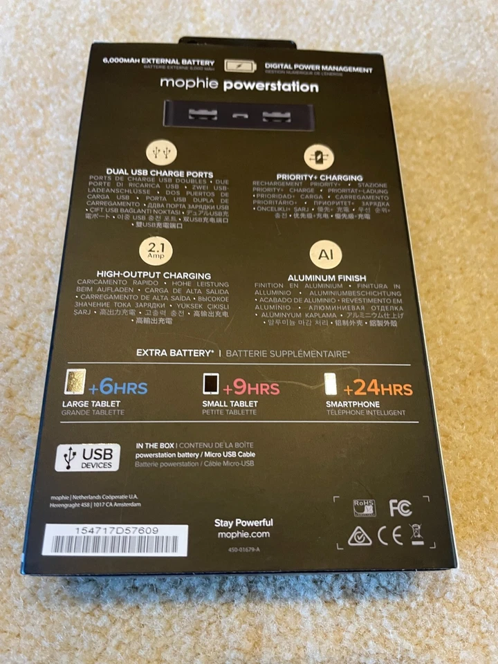 Bateria externa Mophie Gray Powerstation carga rápida 24 horas - 6000 mAh (nova) - Imagem 2 de 2