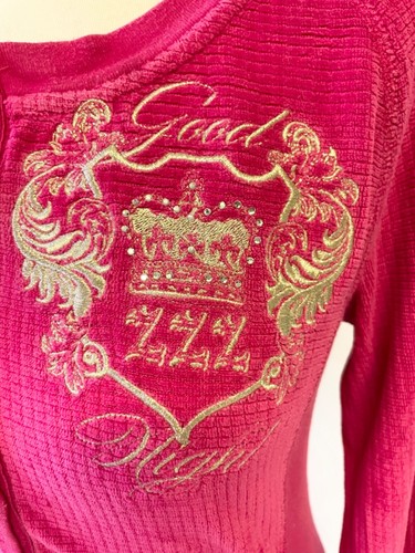 JUICY COUTURE PINK VELEUR ROUND NECK LONG SLEEVED NIGHTDRESS/LOUNGEWEAR SIZE S - Picture 2 of 6