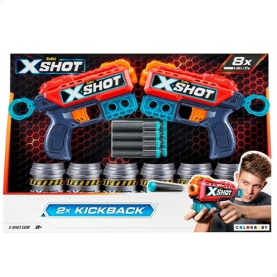 ZURU X-SHOT 2X KICKBACK AIR POCKET DUEL TOY FOAM DART BLASTERS SET KIDS TOY NEW