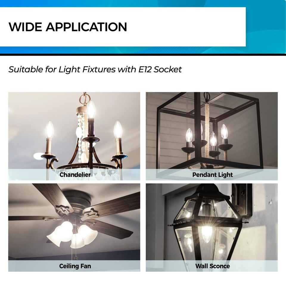 E12 LED Bulb 60 Watt, Candelabra Light Bulbs NonDimmable 4000K Neutral