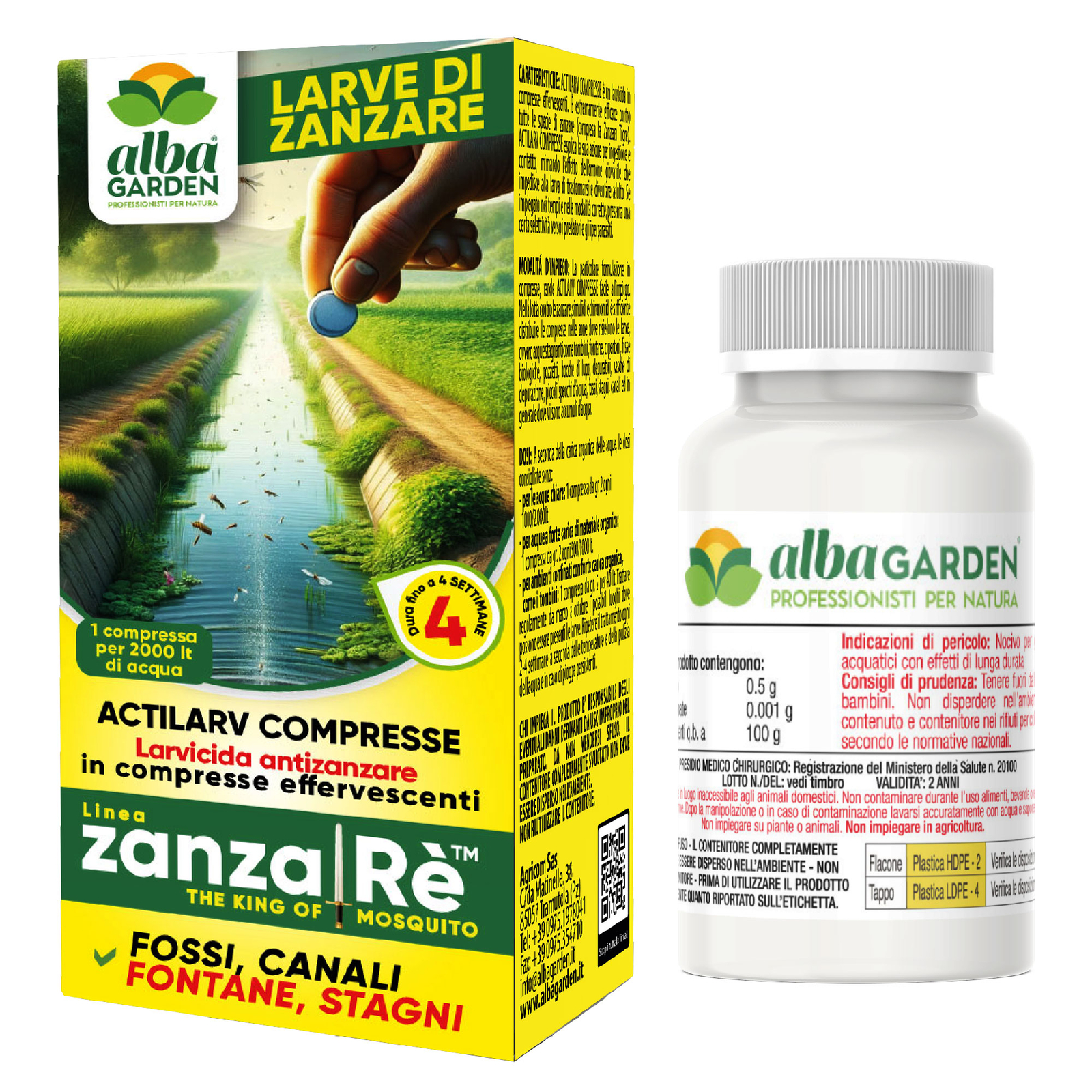 Larvicida Antizanzare in Compresse per Fossi, Canali, Tombini, Pozzetti x 40 g