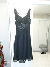 ❤New Louche Black Unique Beaded Floral Tea dress size 10 with tags RRP £50.00❤