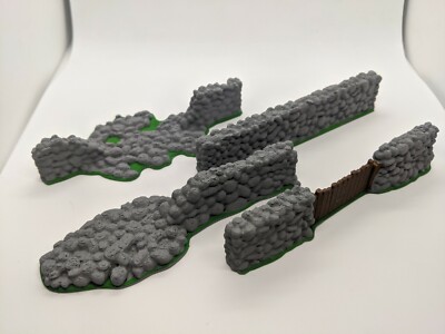 Steinmauern 28 mm Wargames Warhammer Landschaft Gelände 40k Set 3D gedrucktes Modell