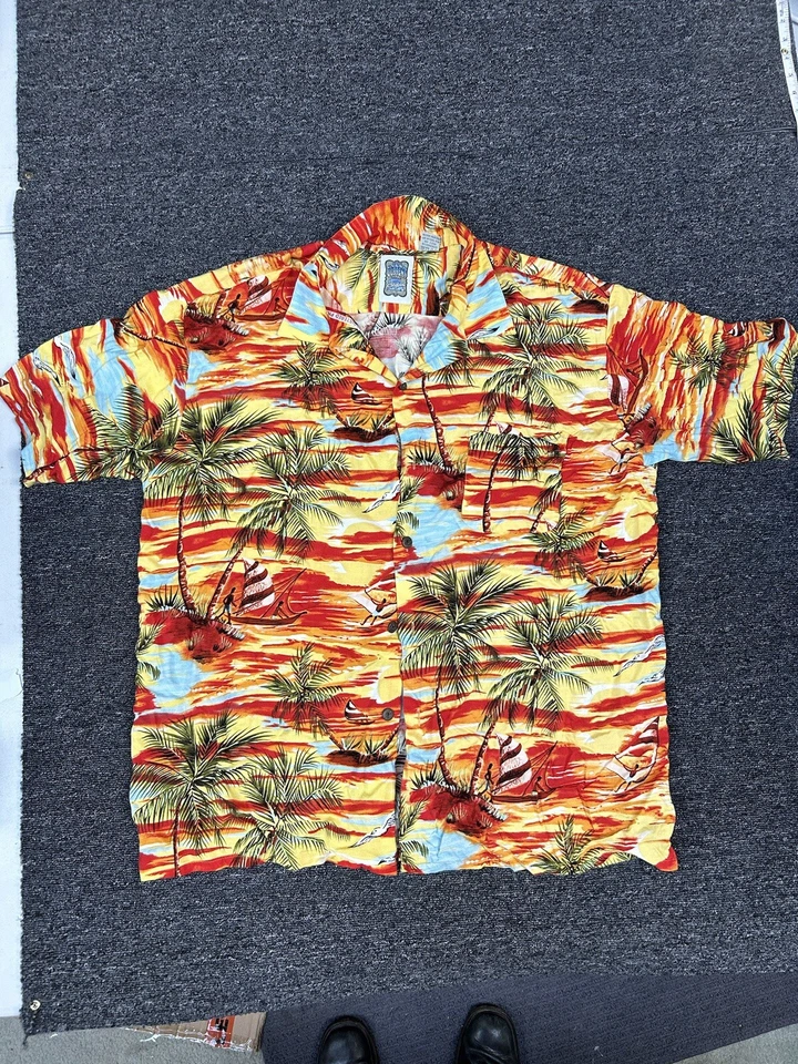 Ocean Current Vintage Hawiian Rayon Short Sleeve Button Up Shirt Men's Size XL - Image 4 of 4