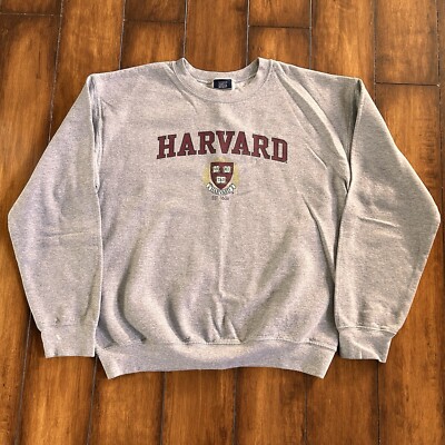 Vintage Harvard Crewneck Sweatshirt Size Medium Gray Shield Logo