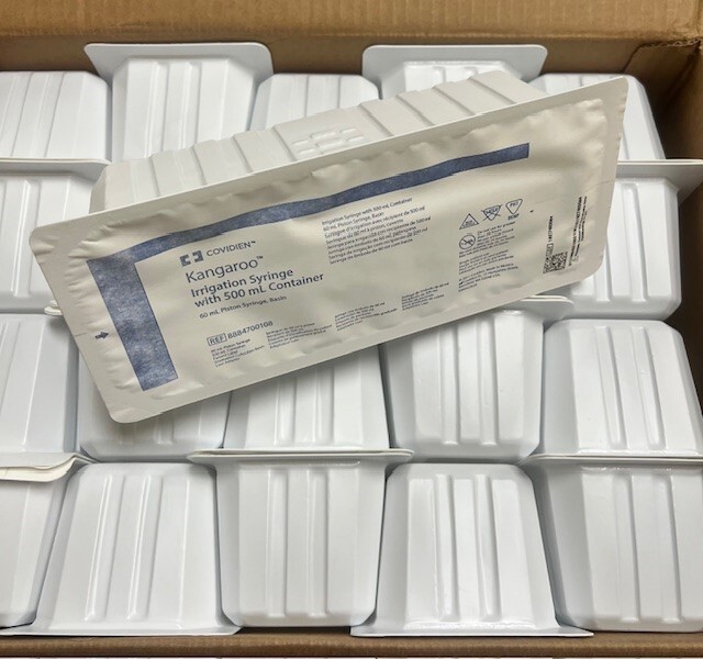 Case of 20 Covidien Kangaroo Irrigation Syringe w/ 500mL Container eBay