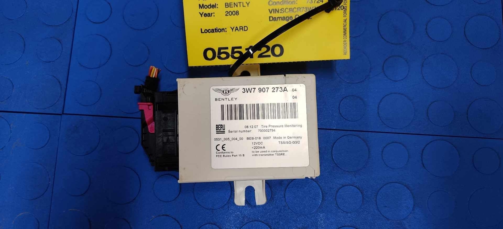 06 07 08 09 BENTLEY Continental GT Tere Pressure Control Module OEM 3W7907273A