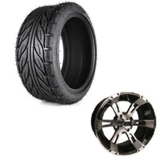 Golf Cart 215/35-12 DOT Guardian Tire mounted on E114 Mach/Black Wheel set of 4