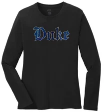 Women's Duke Blue Devils Tide Ladies Bling Long Sleeve T-Shirt S-4XL